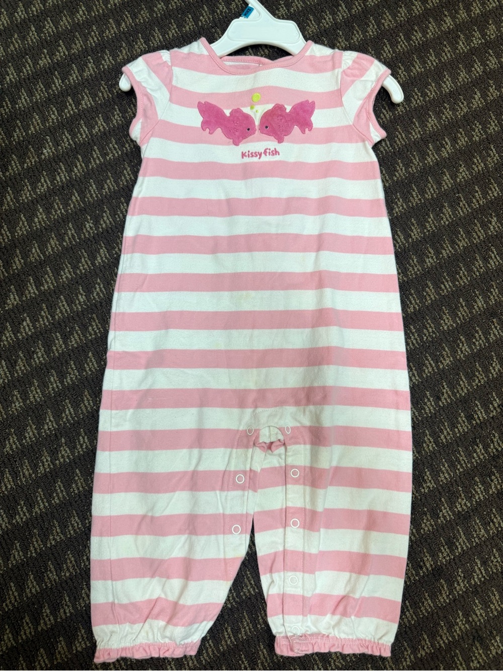 GYMBOREE Pink & White Striped Kids One-Piece Romper - Kissy Fish